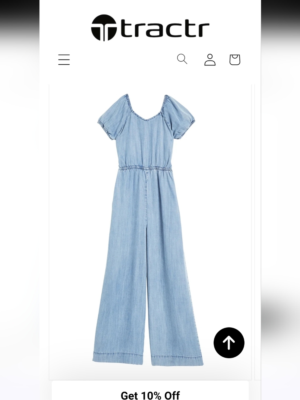 Tractr Light Blue Denim Jumpsuit Romper for Kids